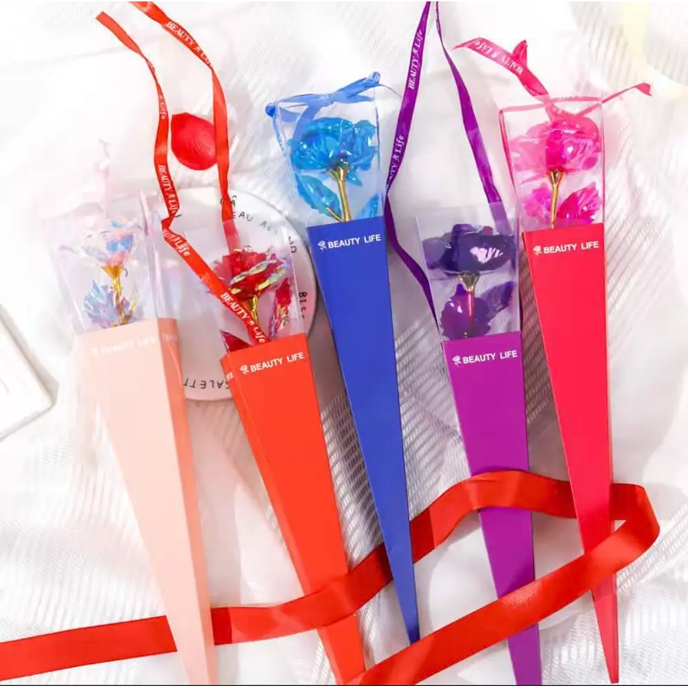 ⭐FLOR ARTIFICIAL TALLO COLOR ORO Y LUCES LED 40CM ⭐