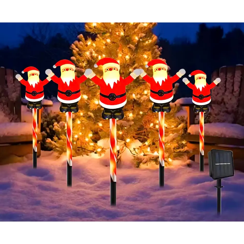 ⭐PACK 5 UNIDADES ADORNOS ESTACAS SOLARES NAVIDAD JARDÍN⭐