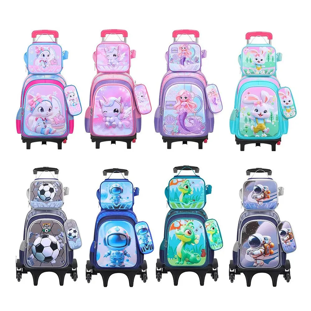 ⭐MOCHILA CON RUEDAS + LONCHERA Y ESTUCHE⭐