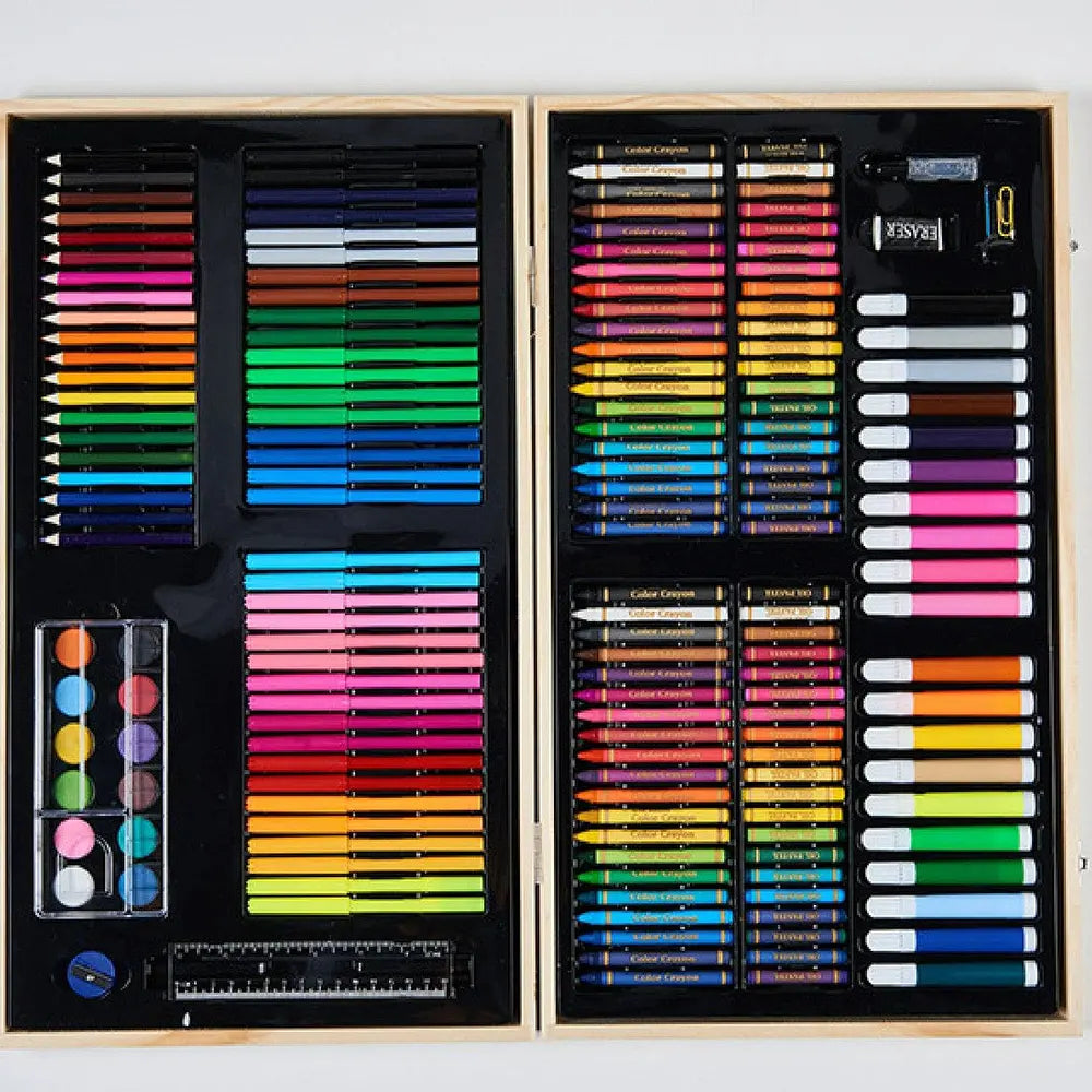 ⭐Set De Dibujo Y Pintura de Madera, Lápices Y Accesorios 180 Piezas⭐