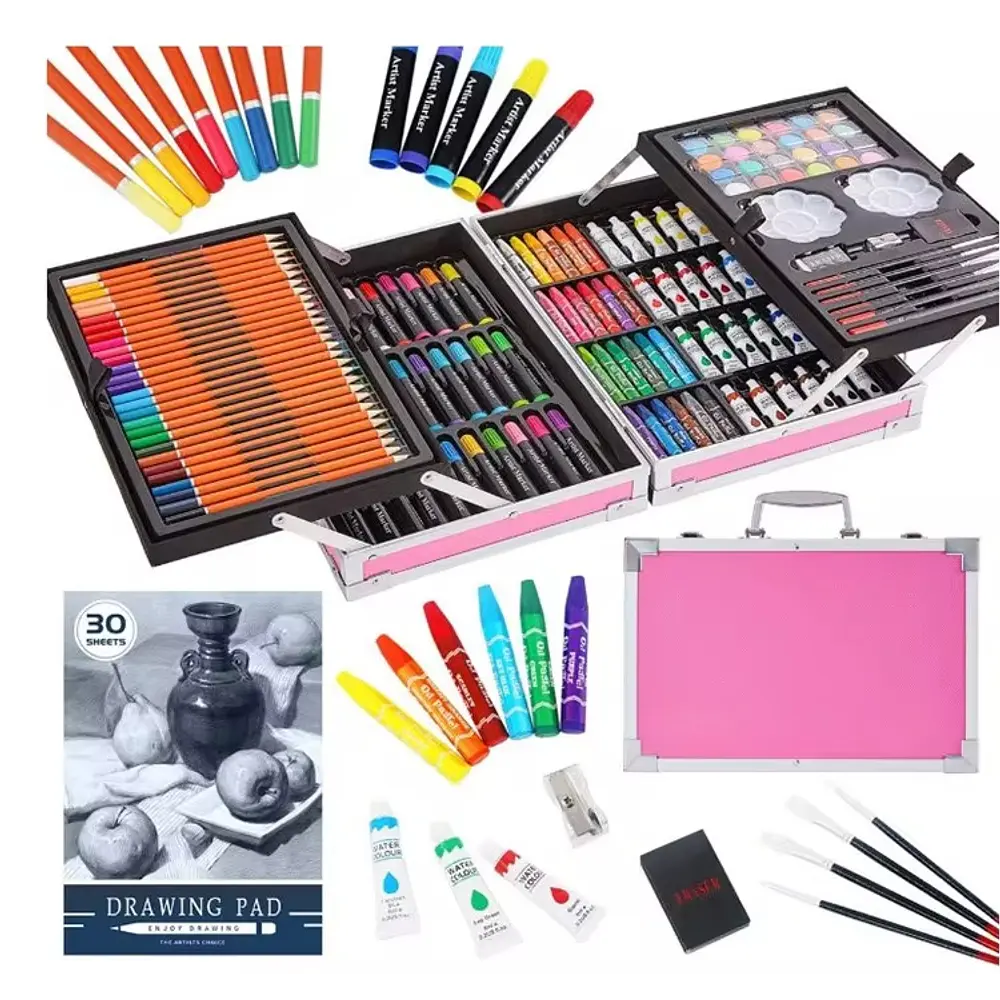 ⭐MALETA METÁLICA SET DE ARTE DE 145 PZS EXCELENTE CALIDAD⭐