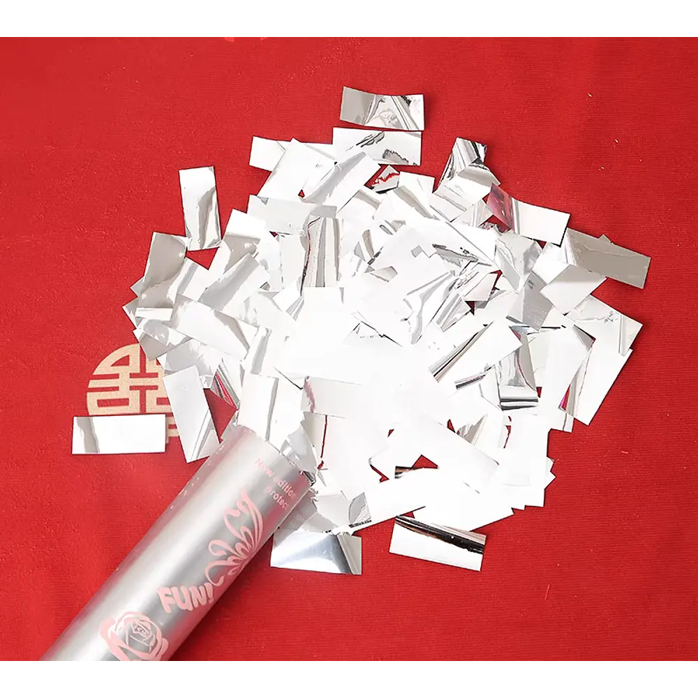 ⭐Lanzador de Confeti Plateado Tubo 40cm Cotillón Fiesta⭐