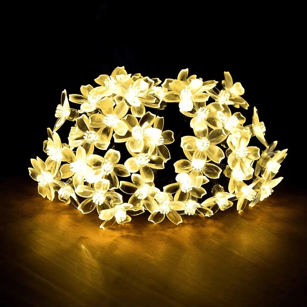 ⭐GUIRNALDA FLOR SOLAR 20 LED 6 METROS CALIDA⭐