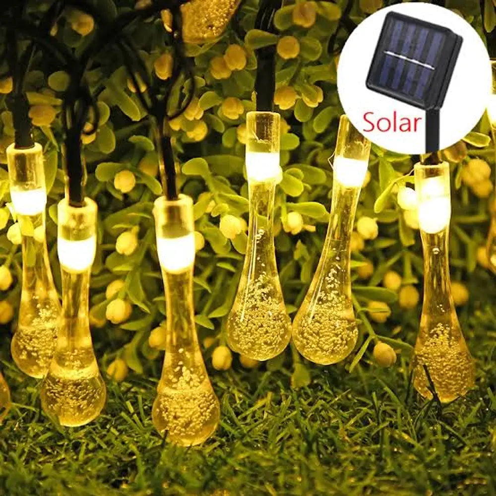 ⭐GUIRNALDA GOTA SOLAR 20 LED 6 METROS CÁLIDA⭐