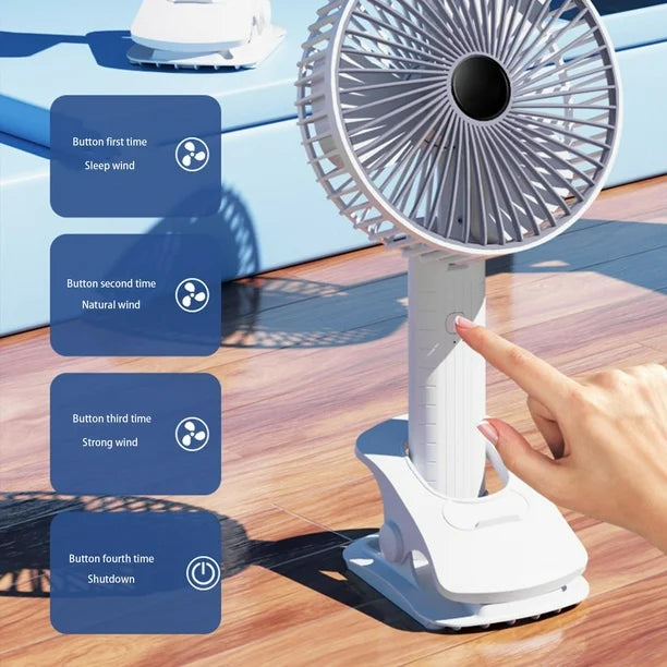 ⭐VENTILADOR INALÁMBRICO USB RECARGABLE CON PINZA⭐
