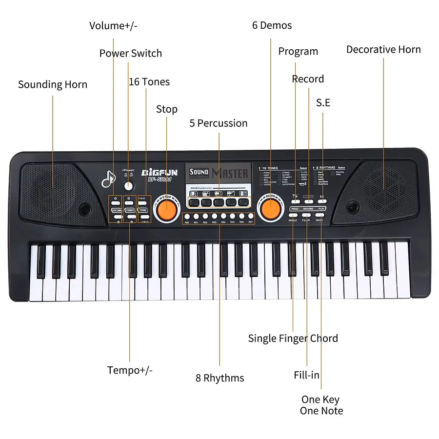 ⭐Piano Teclado Musical Eléctrico De 49 Teclas + Micrófono⭐