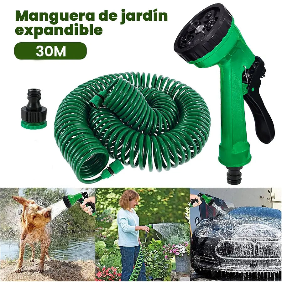 ⭐Manguera 30 Mts Espiral Expandible Casa Jardin⭐