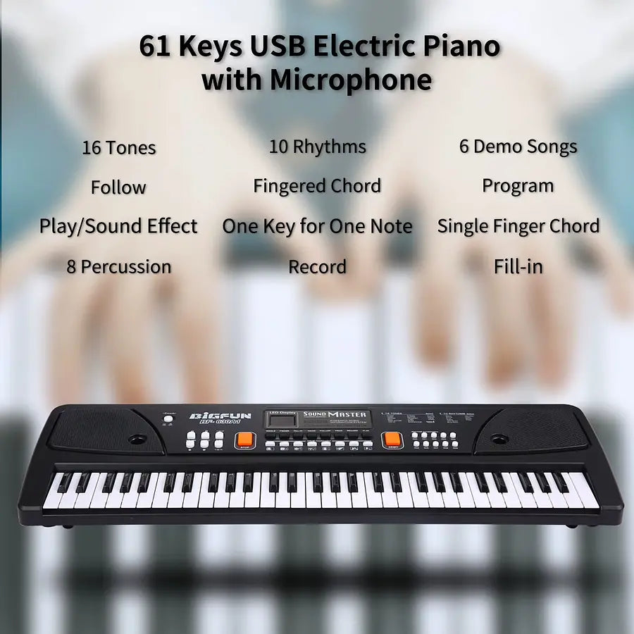 ⭐Piano Teclado Musical Eléctrico De 61 Teclas + Micrófono⭐