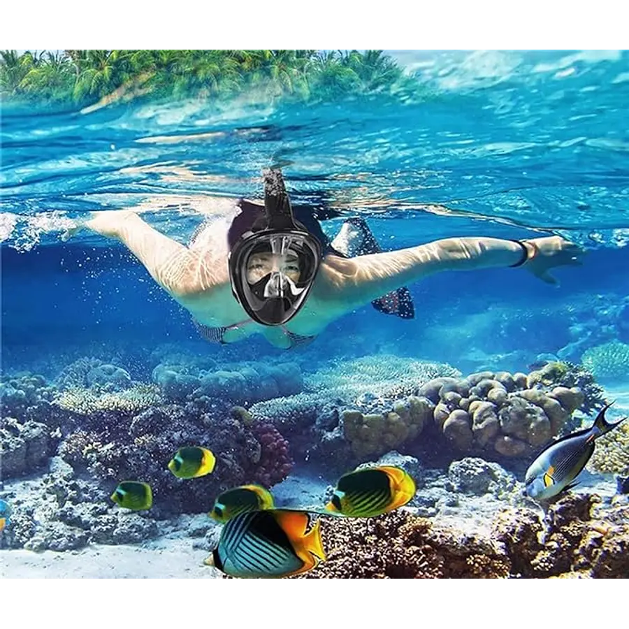 ⭐Máscara Snorkel Fullface talla S/M, Buceo Antiniebla Con Soporte Gopro⭐