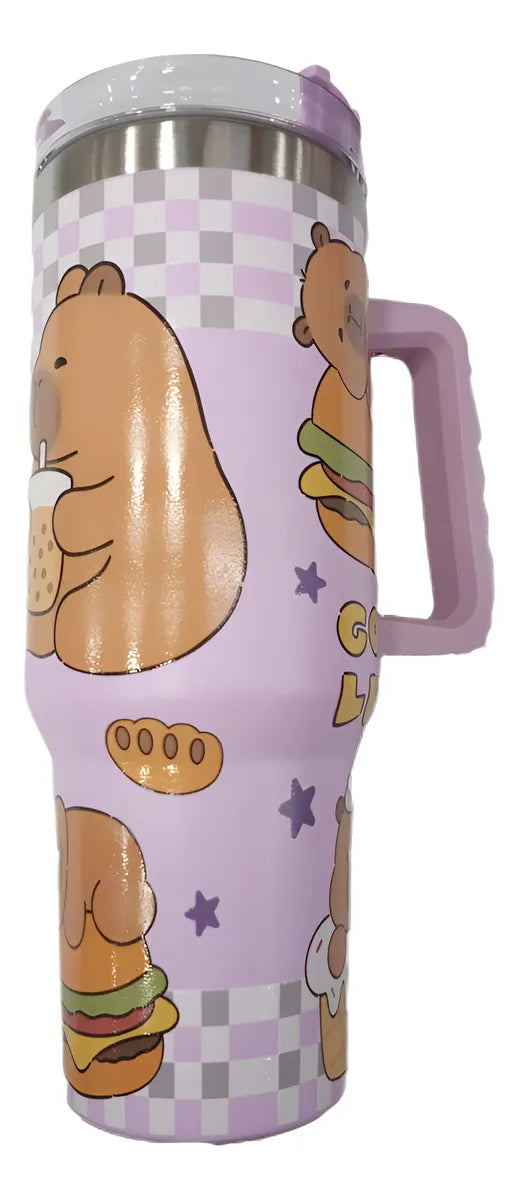 ⭐Vaso Térmico Mug taza de acero inoxidable doble boquilla con diseño y liso⭐