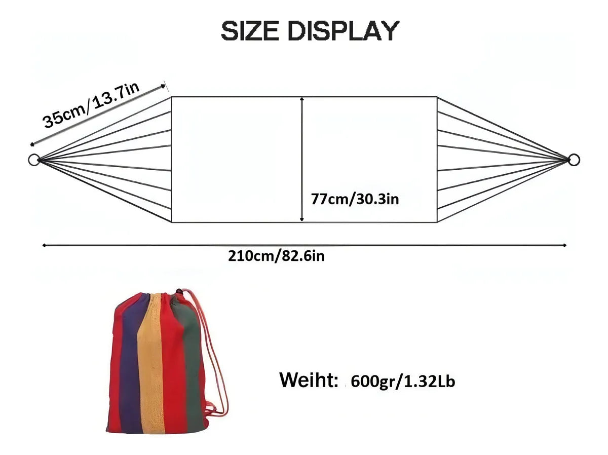 ⭐Hamaca 100% Algodón 1 Plaza Colgante, 80x190cm, Hasta 100kg, Color Rojo Muticolor⭐