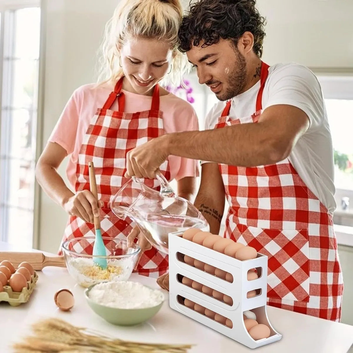 ⭐Huevera - Dispensador Organizador De 4 Niveles Blanco⭐