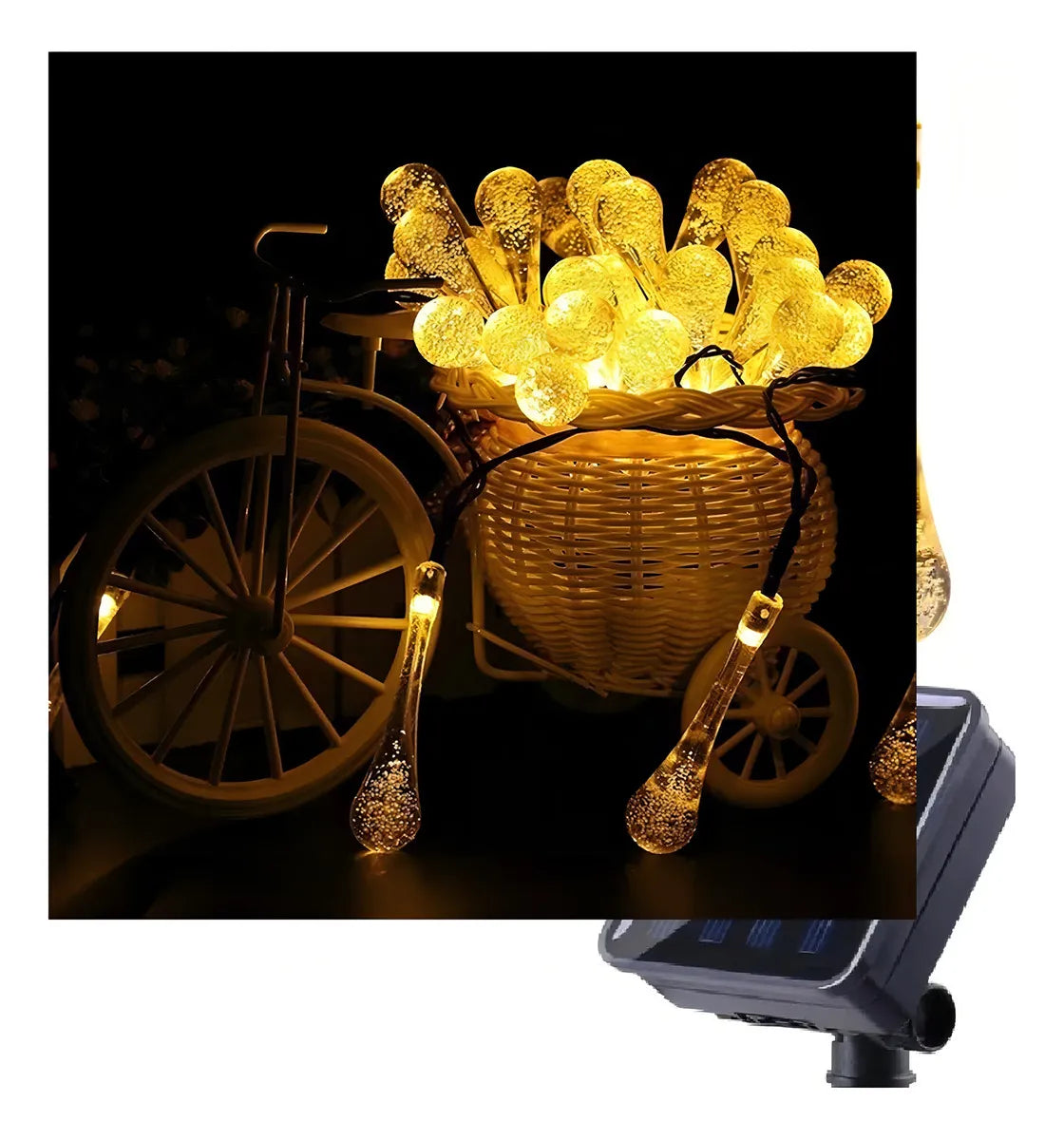 ⭐GUIRNALDA GOTA SOLAR 20 LED 6 METROS CÁLIDA⭐