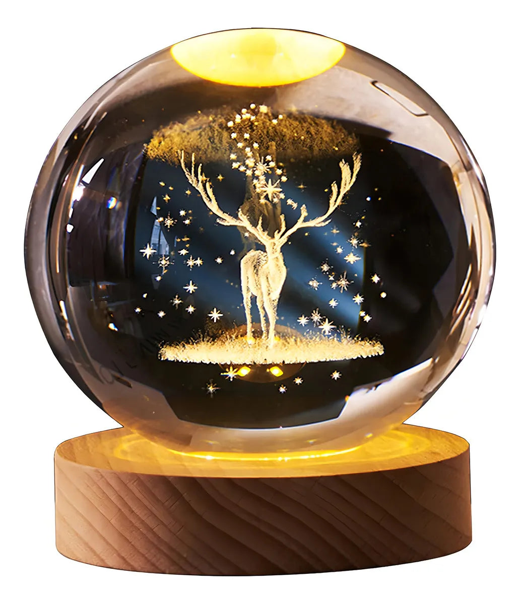 ⭐Lámpara de Noche esfera de cristal luz LED Cálida⭐