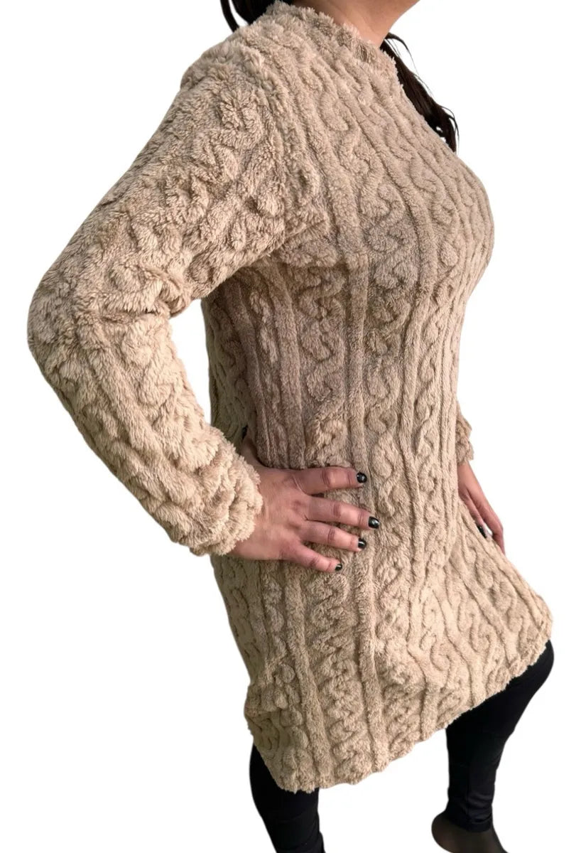 ⭐Pijama largo de Invierno Mujer, Trenzado Peludo Suave Talla M/L XL/2XL⭐