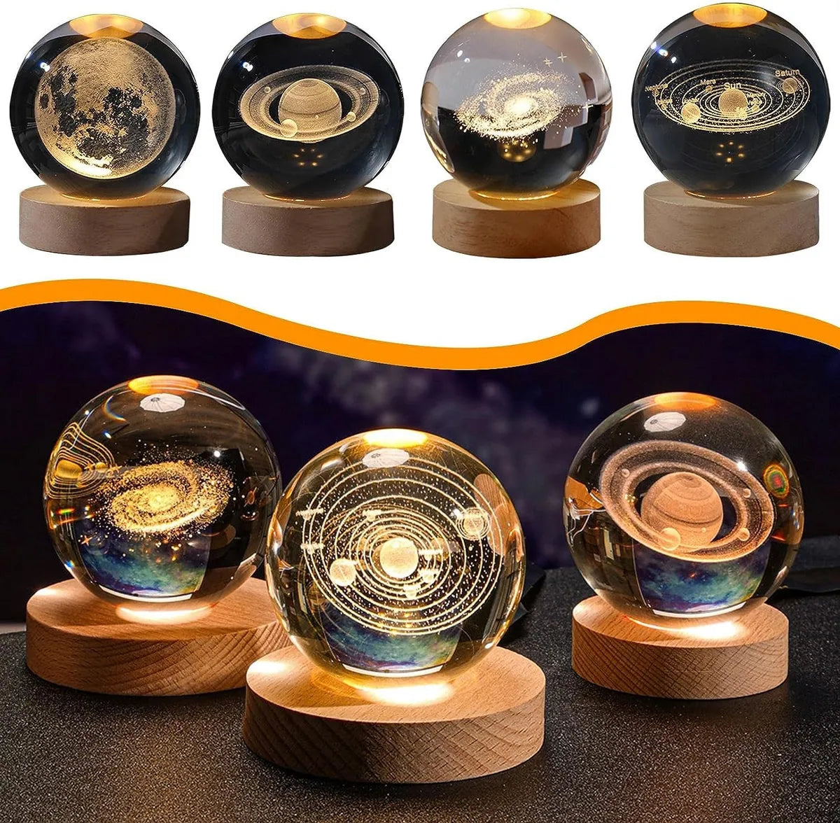⭐Lámpara de Noche esfera de cristal luz LED Cálida⭐