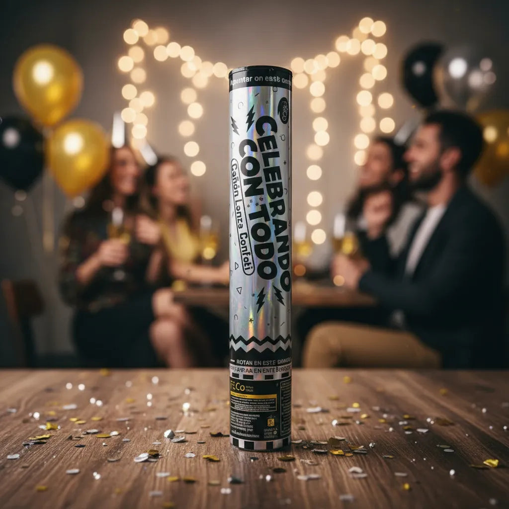 ⭐Lanzador de Confeti Plateado Tubo 40cm Cotillón Fiesta⭐