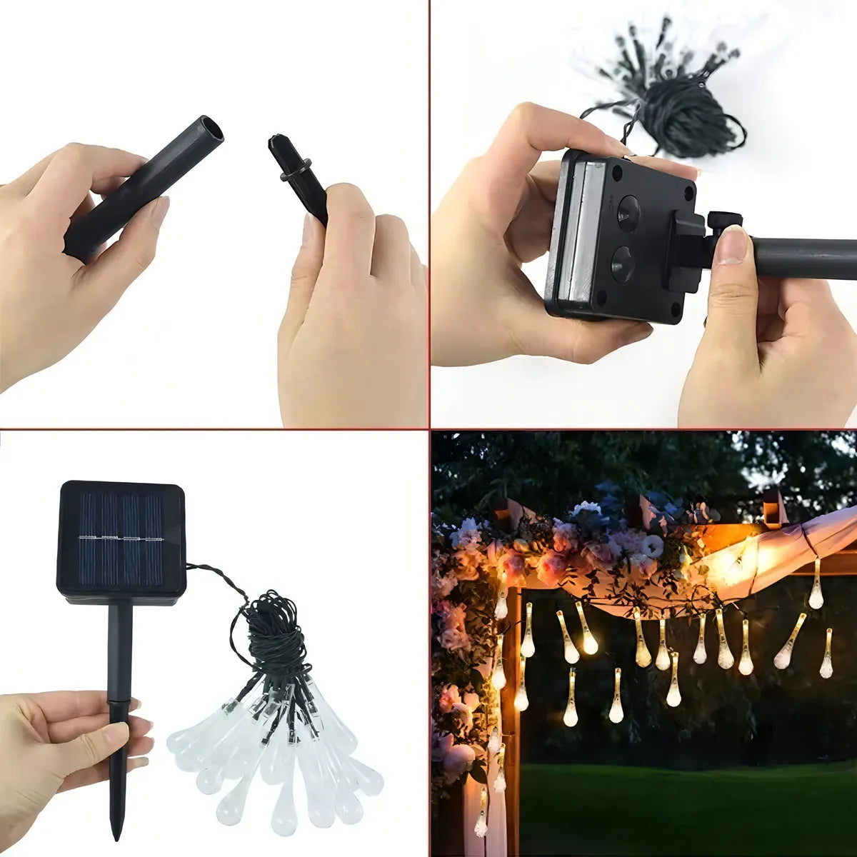 ⭐GUIRNALDA GOTA SOLAR 20 LED 6 METROS CÁLIDA⭐