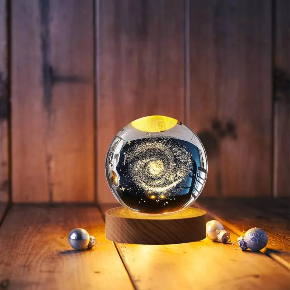 ⭐Lámpara de Noche esfera de cristal luz LED Cálida⭐