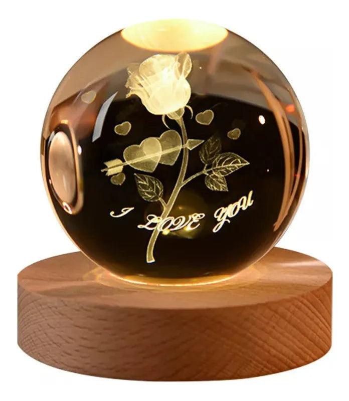 ⭐Lámpara de Noche esfera de cristal luz LED Cálida⭐