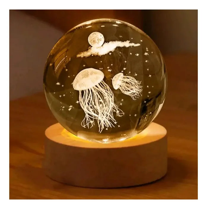 ⭐Lámpara de Noche esfera de cristal luz LED Cálida⭐