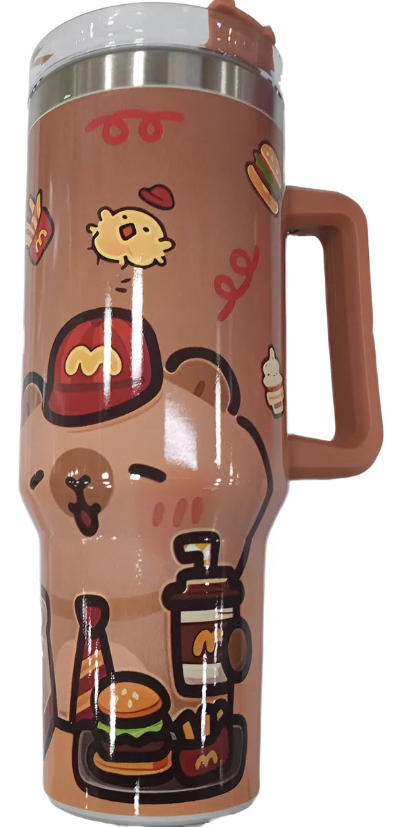 ⭐Vaso Térmico Mug taza de acero inoxidable doble boquilla con diseño y liso⭐