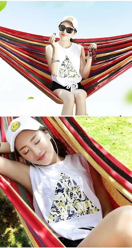 ⭐Hamaca 100% Algodón 1 Plaza Colgante, 80x190cm, Hasta 100kg, Color Rojo Muticolor⭐