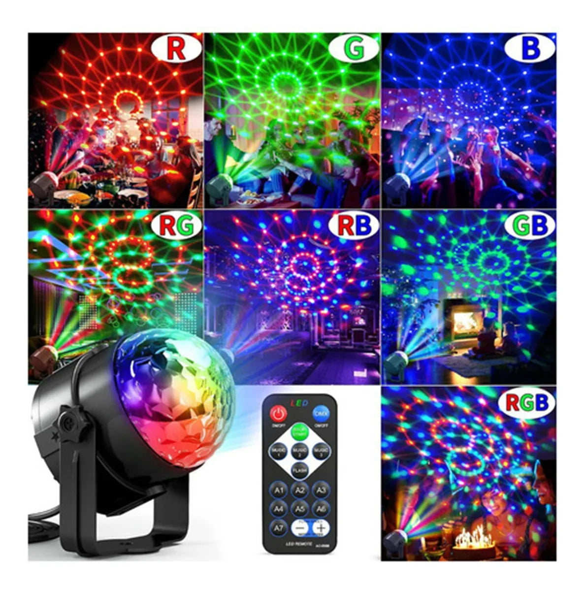 ⭐MINI PROYECTOR LED LÁSER MULTICOLOR 7 MODOS DE ILUMINACIÓN⭐