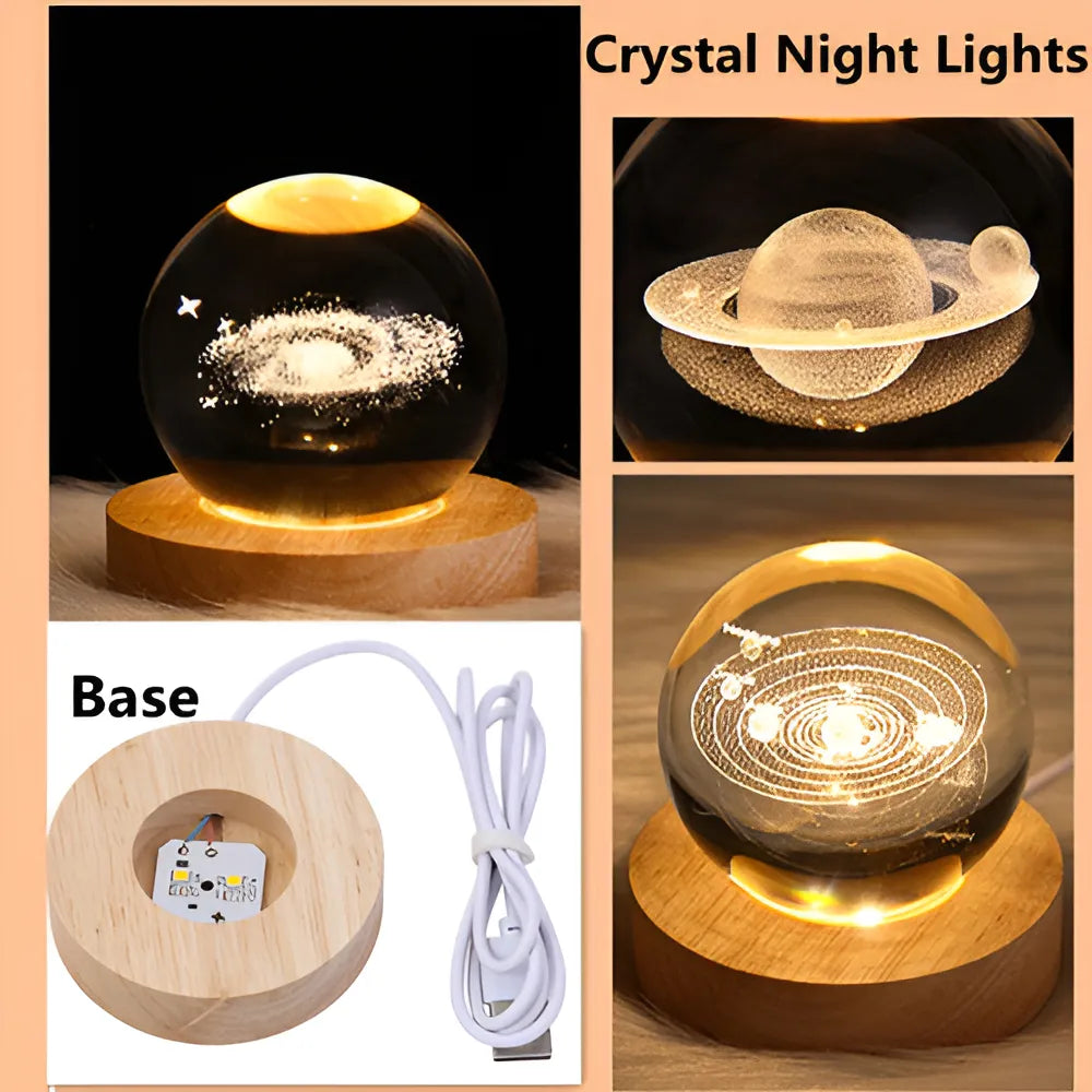 ⭐Lámpara de Noche esfera de cristal luz LED Cálida⭐