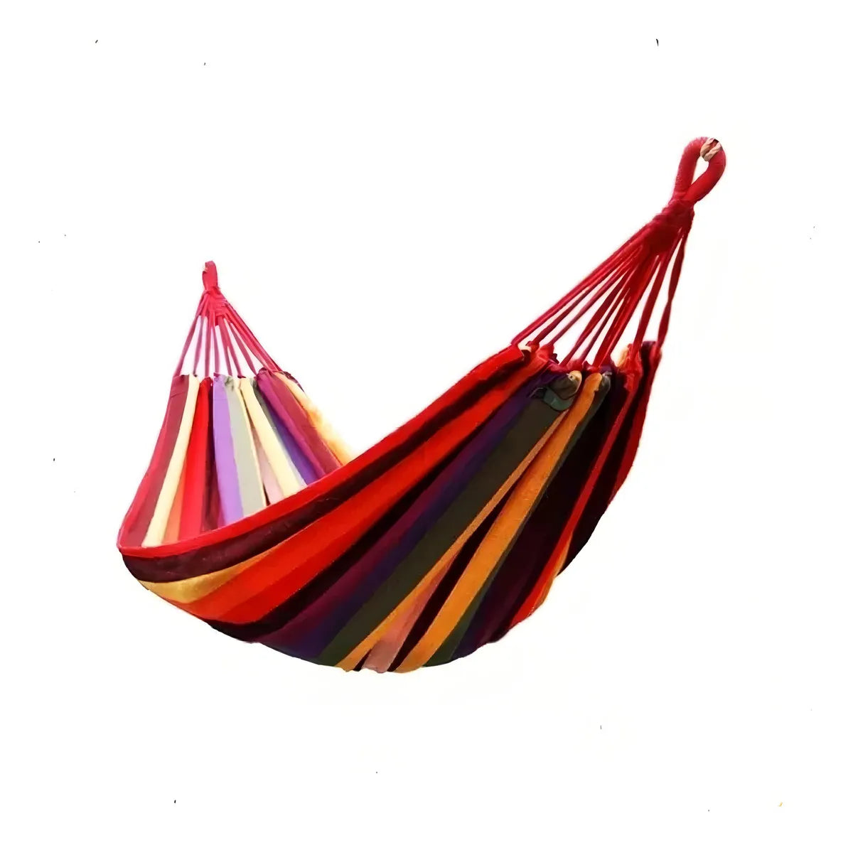 ⭐Hamaca 100% Algodón 1 Plaza Colgante, 80x190cm, Hasta 100kg, Color Rojo Muticolor⭐