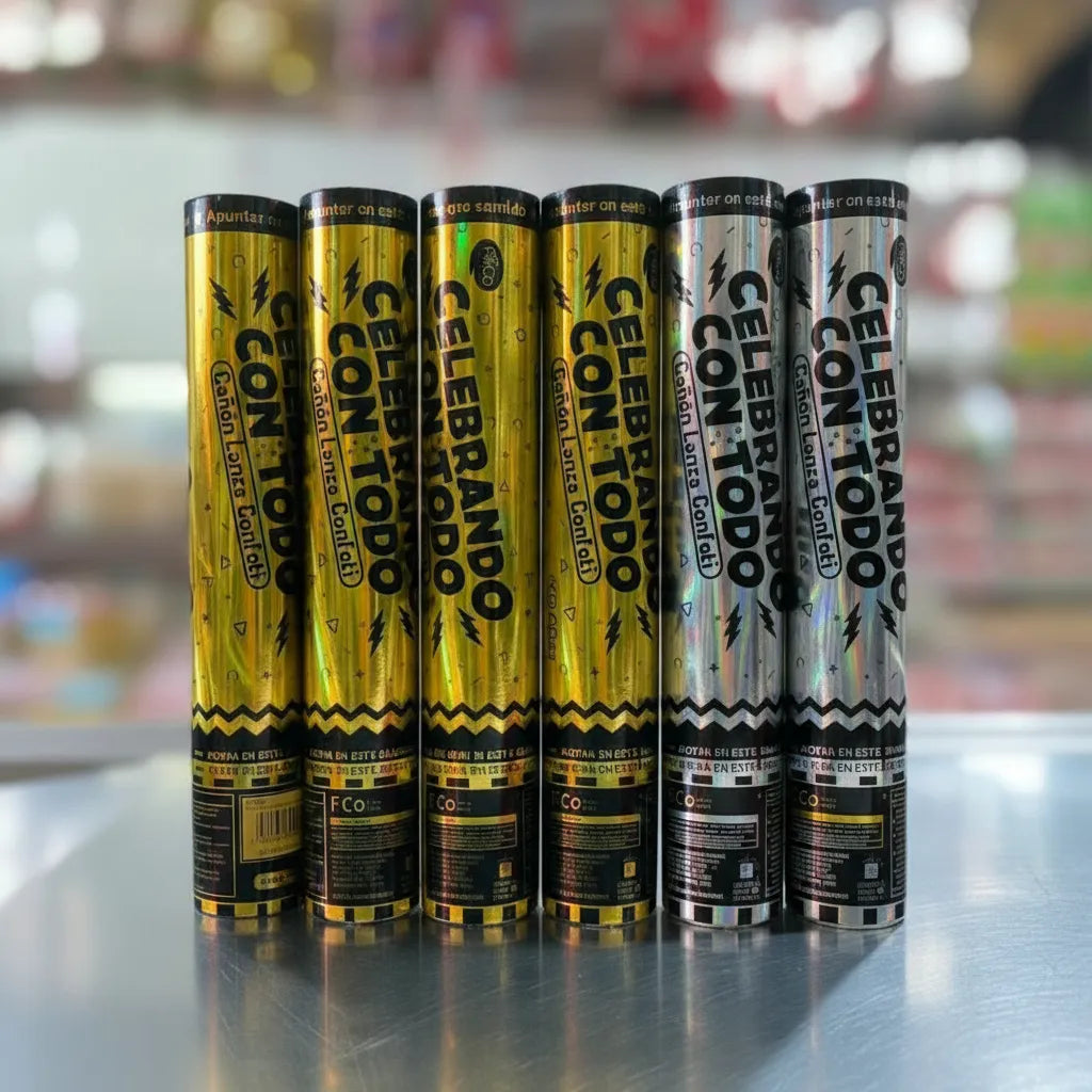 ⭐Lanzador de Confeti Dorado Tubo 40cm Cotillón Fiesta⭐