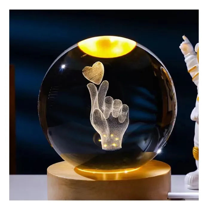 ⭐Lámpara de Noche esfera de cristal luz LED Cálida⭐