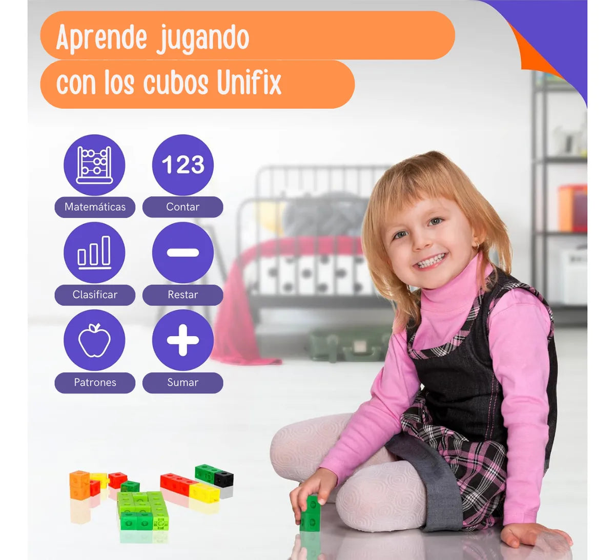 ⭐100 Cubos De Encaje Unifix - Matemáticas - Método Singapur⭐