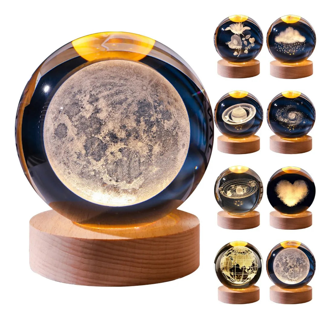 ⭐Lámpara de Noche esfera de cristal luz LED Cálida⭐