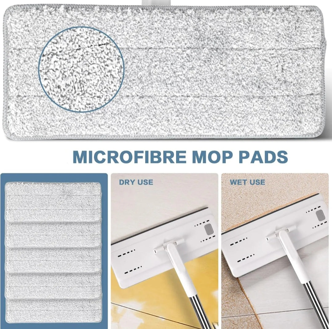 ⭐️Set trapeador 2 almohadillas, mopa plana de microfibra con cubo estrujador⭐️