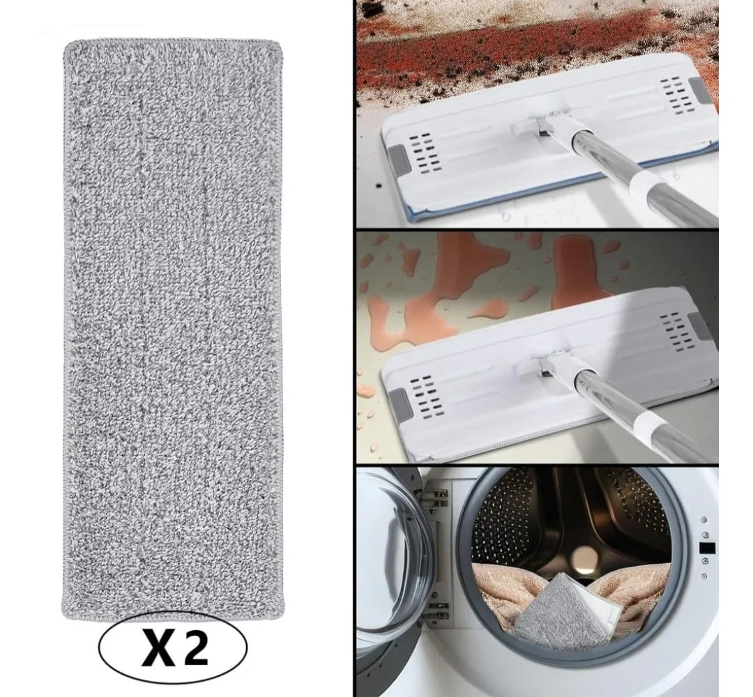 ⭐️Set trapeador 2 almohadillas, mopa plana de microfibra con cubo estrujador⭐️