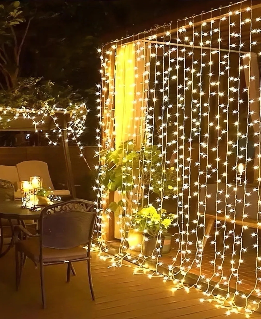 ⭐️Cortina de luces LED Solares de 3x2 metros cálida⭐️