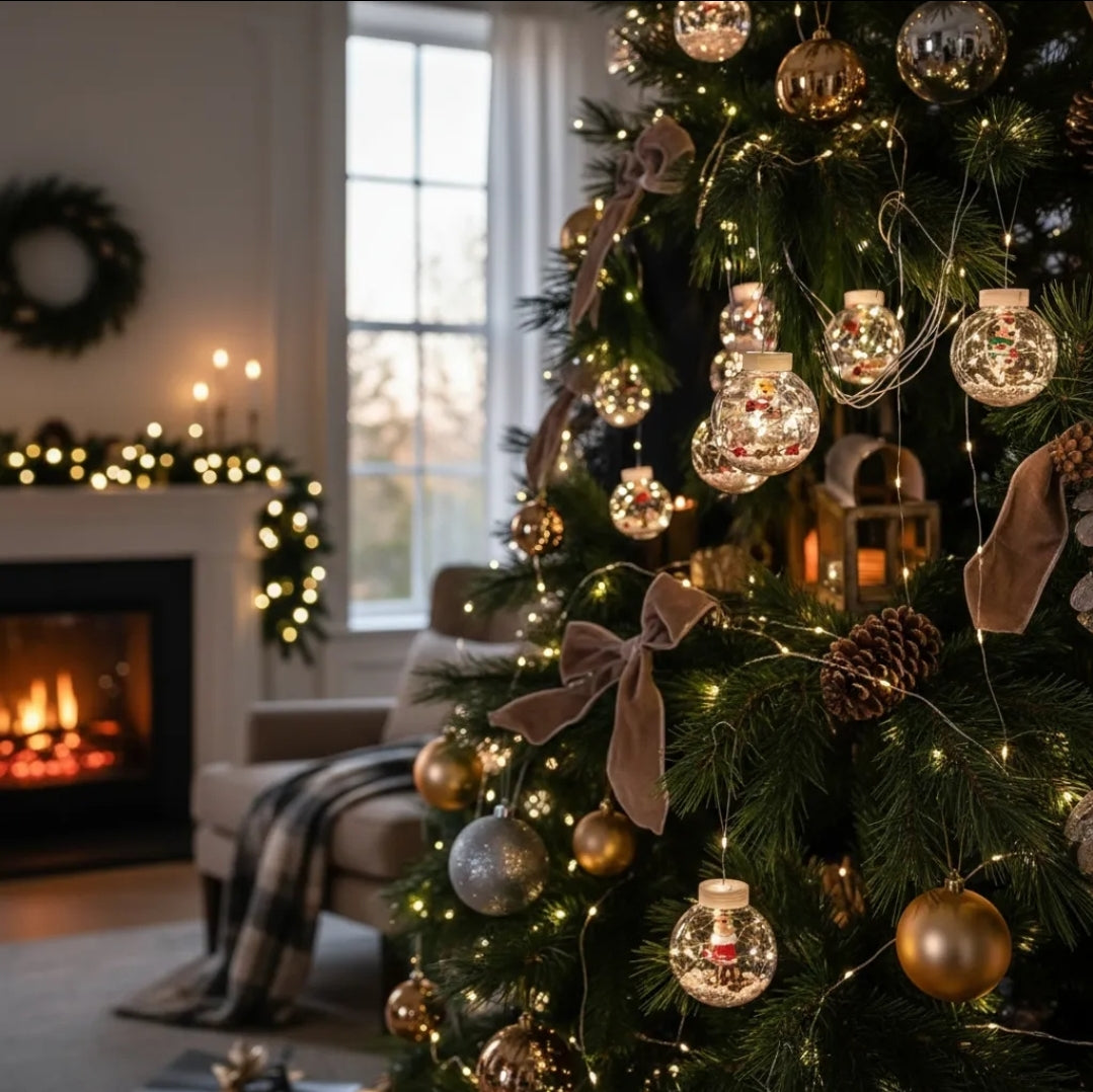 ⭐️Guirnalda cascadas LUZ DE ADA Y ESFERAS NAVIDEÑAS⭐️