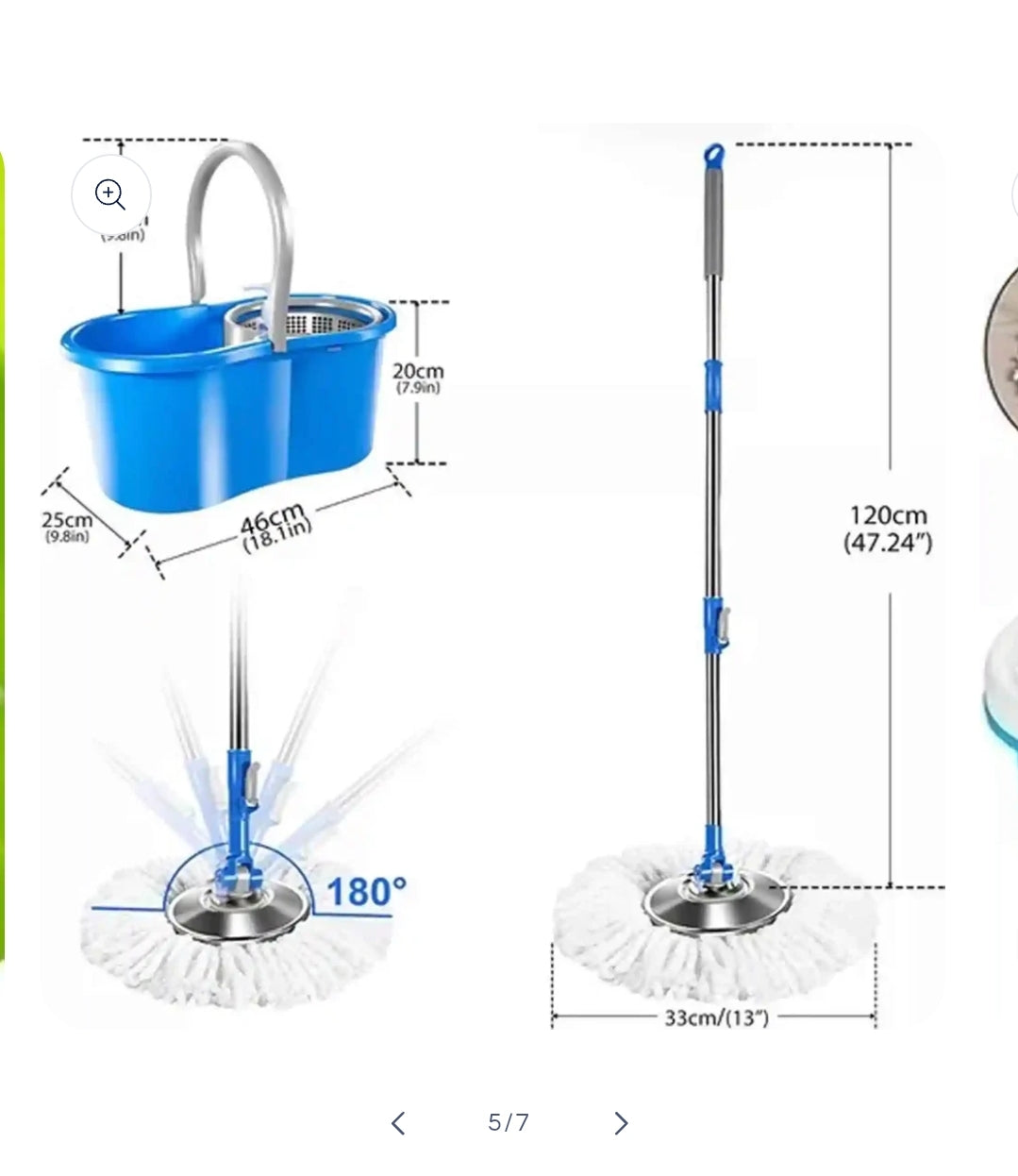 ⭐️Mopa trapeador con tambor estrujador giratorio metálico + 2 paños de repuesto⭐️