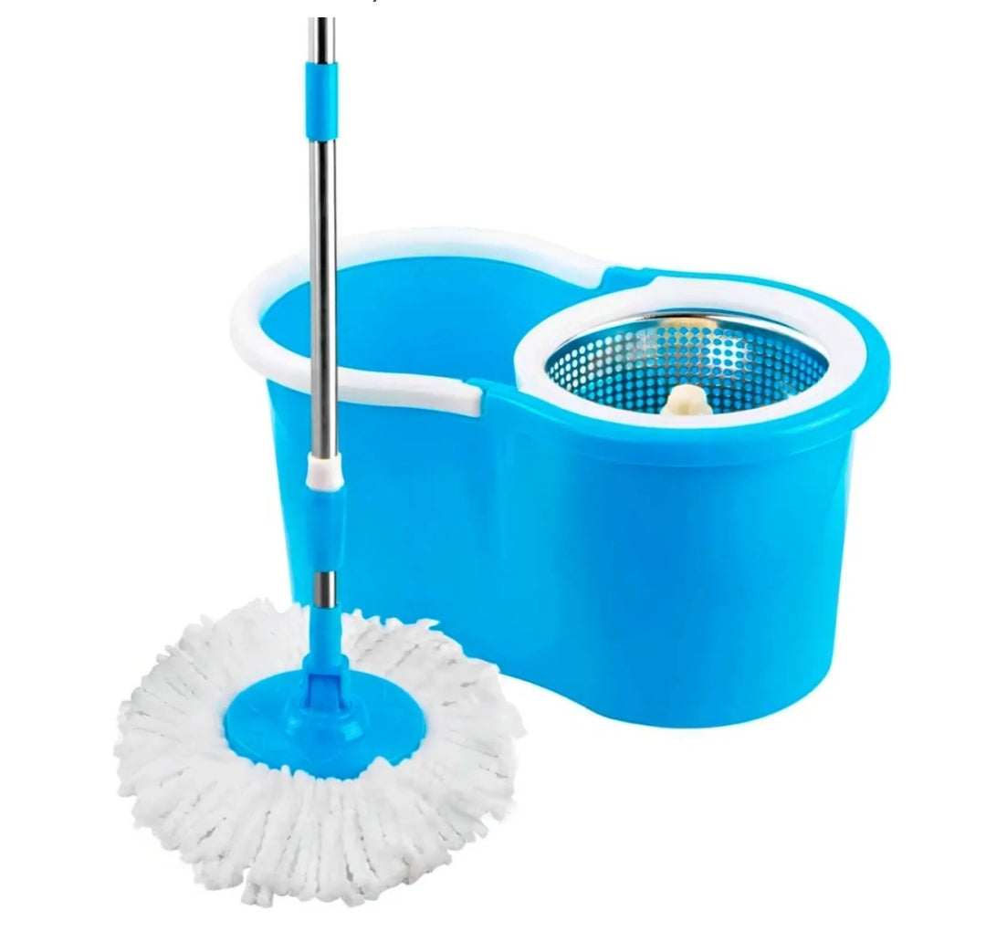 ⭐️Mopa trapeador con tambor estrujador giratorio metálico + 2 paños de repuesto⭐️