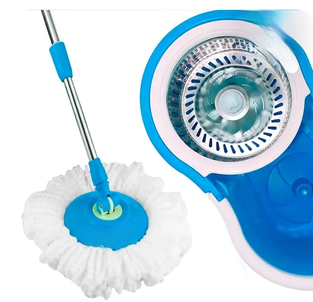 ⭐️Mopa trapeador con tambor estrujador giratorio metálico + 2 paños de repuesto⭐️
