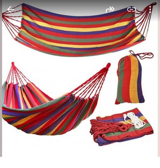 ⭐Hamaca 100% Algodón 1 Plaza Colgante, 80x190cm, Hasta 100kg, Color Rojo Muticolor⭐