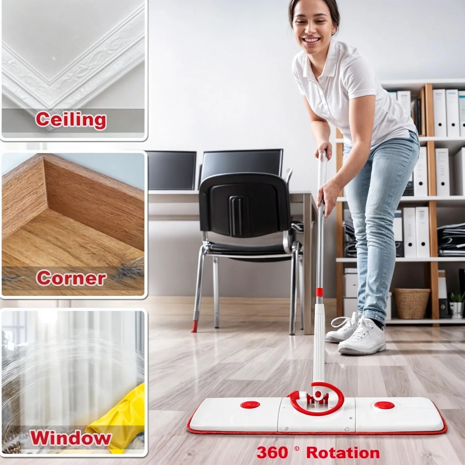 ⭐Mopa Trapero Microfibra cabezal 360º con escurridor integrado⭐